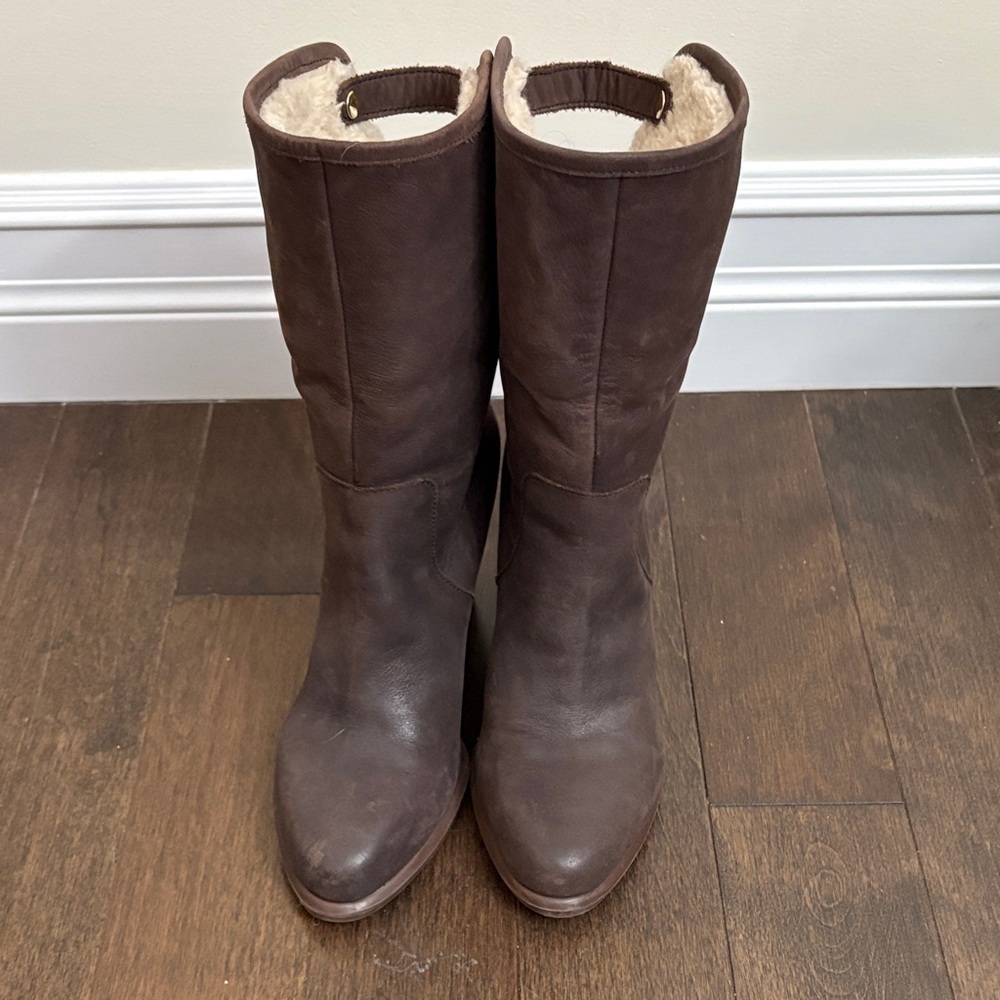 Tommy Hilfiger Brown Cuffed Heeled Boots - Picture 10 of 10